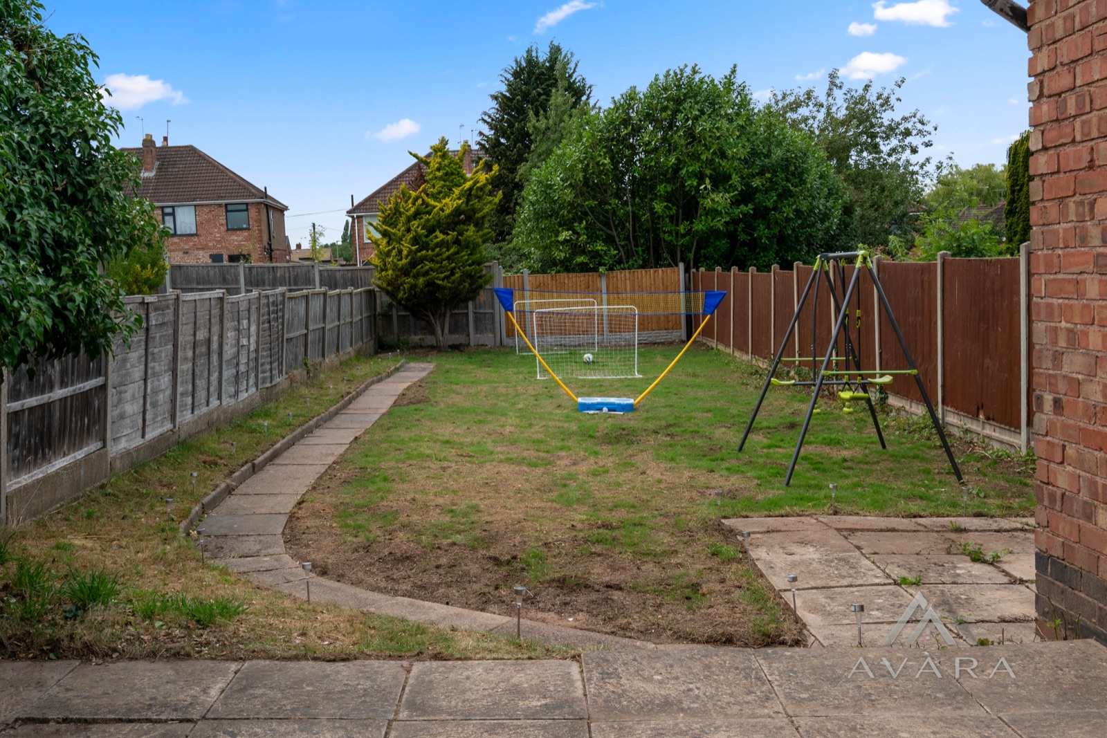 Children's play area in the private garden at Avara Living Leicester
